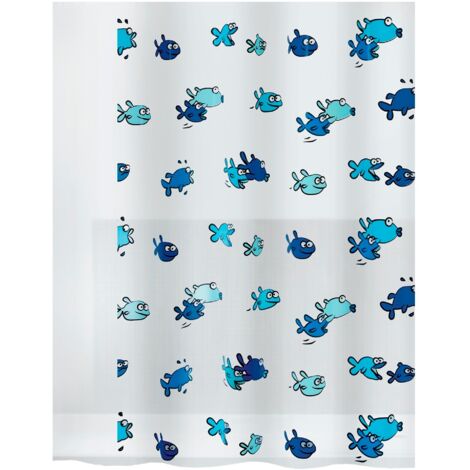 Rideau de douche PEVA HUGO 180x200cm Bleu & Blanc Spirella
