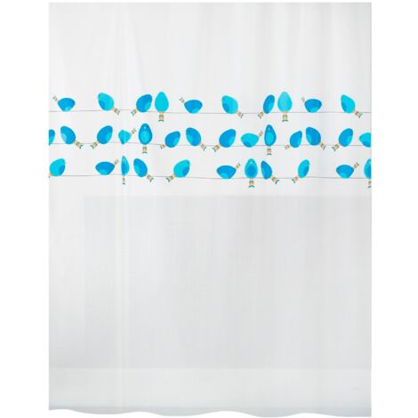 Rideau de douche PEVA BIRDY 180x200cm Bleu & Blanc Spirella