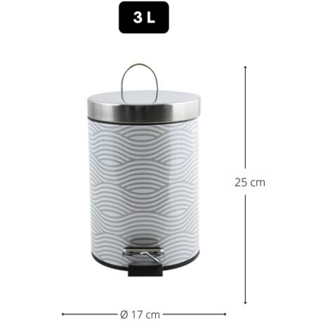 Poubelle à  pédale Inox 3L Wave Gris MSV