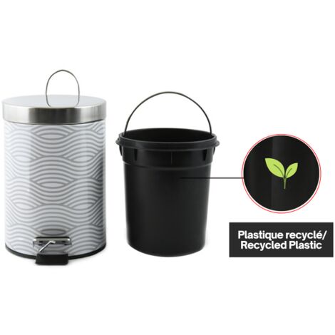Poubelle à  pédale Inox 3L Wave Gris MSV