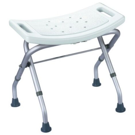 MSV – Siège de douche pliable antidérapant – Hauteur ajustable 43,5 à 47 cm – Charge maximale 100 kg – Installation facile