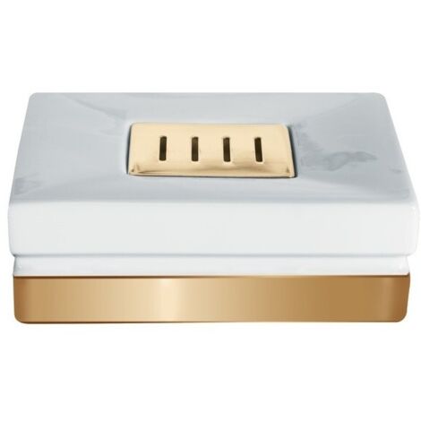 Spirella Roma Collection, Porte-savon 4,5 x 8,0 x 12,0 cm, Porcelaine, Blanc