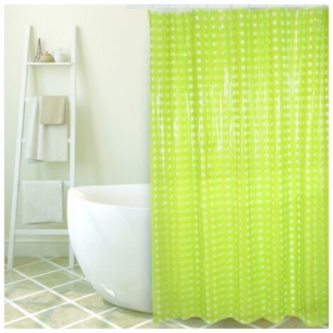 Rideau de douche PVC 180x200cm Vert - Anneaux inclus MSV
