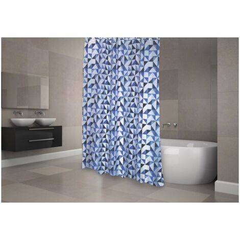 Rideau de douche Polyester CALULA 180x200cm QUALITE PREMIUM Bleu - Anneaux inclus MSV