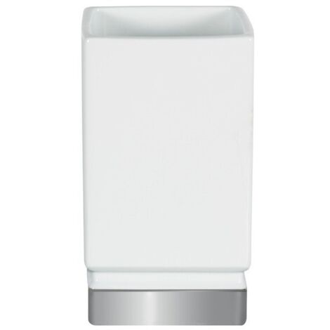 Gobelet Porcelaine ROMA Blanc & Argent Spirella