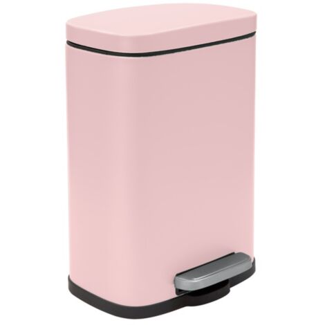 Spirella – Poubelle à pédale 5L en acier – Couleur rose mat – Mécanisme Easy-Close – Revêtement anti-traces – Dimensions 21,4 x 17,6 x 30 cm