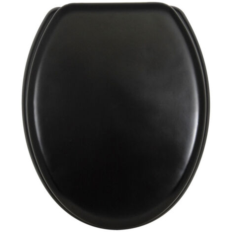 MSV – Abattant wc MDF noir mat – Charnières inox – Surface hygiénique et facile à nettoyer – Compatible avec la plupart des WC standards