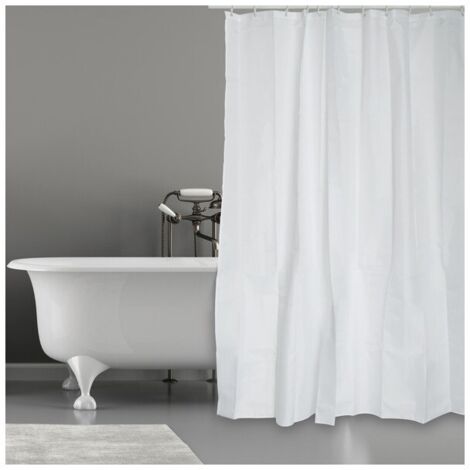 Rideau de douche Polyester 240x200cm Blanc - Anneaux inclus MSV