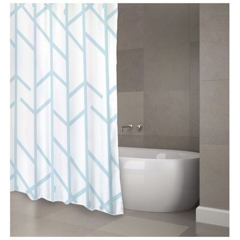 Rideau de douche Polyester TREE 180x200cm QUALITE PREMIUM Bleu Turquoise - Anneaux inclus MSV