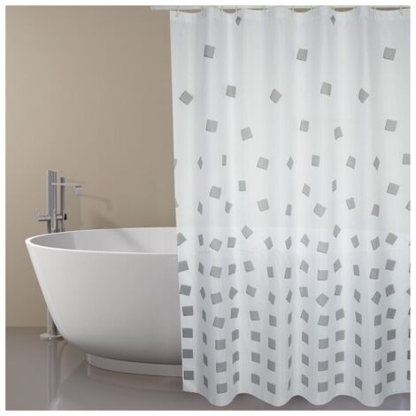 Rideau de douche Polyester THIKA 180x200cm QUALITE PREMIUM Gris - Anneaux inclus MSV