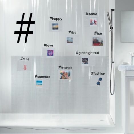 Rideau de douche PEVA HASHTAG 180x200cm Transparent Spirella