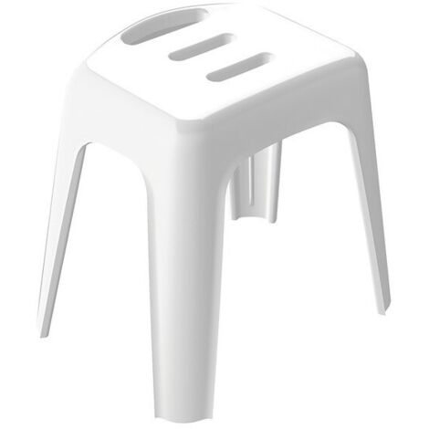 Spirella – Siège de douche ergonomique HOCKER Blanc – Acier et polypropylène – Capacité 130 kg – Dimensions 38 x 52 x 47 cm