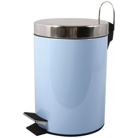 Poubelle à pédale MSV 3L en acier inoxydable de couleur bleu pastel