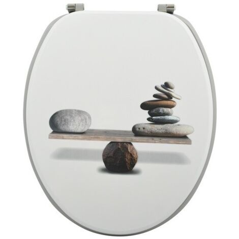 msv Spirit abattant de WC blanc MDF inox 42,5x36,5 cm