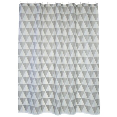 Rideau de douche Polyester NAROK 180X200cm QUALITE PREMIUM Gris & Blanc - Anneaux inclus MSV (1/4)