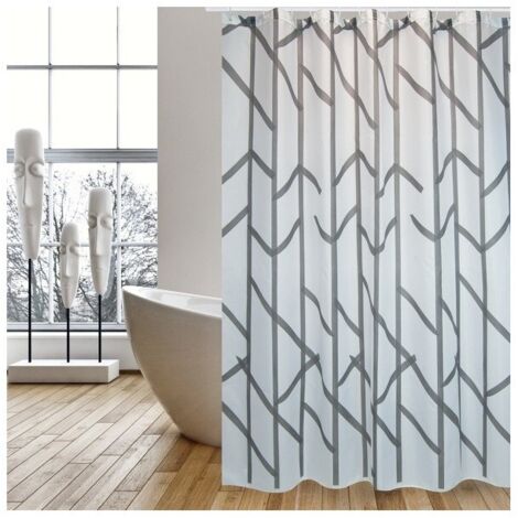 Rideau de douche Polyester TREE 180x200cm QUALITE PREMIUM Gris - Anneaux inclus MSV