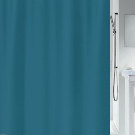 Rideau de douche Polyester PRIMO 180x200cm Bleu Pétrole Spirella (1/5)