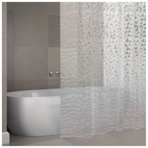 Rideau de douche EVA CLANE 180x200cm QUALITE PREMIUM Transparent - Anneaux inclus MSV