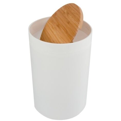 Poubelle couvercle bambou 30L Modern Color blanc - Accessoires Cuisine  Pas Cher