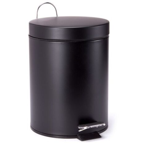 Poubelle à pédale Inox 5L Noir MSV (1/5)