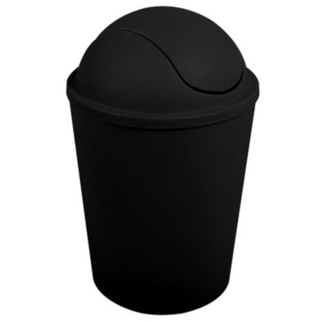 MSV – Poubelle de salle de bain 5,5L – Couleur noir – Dimensions 20 x 15 x 30,5 cm – Matière polypropylène – Couvercle basculant amovible