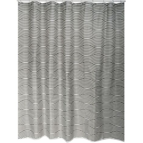 Rideau de douche Polyester WAVE 180x200cm QUALITE PREMIUM Gris - Anneaux inclus MSV (1/4)