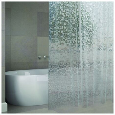 Rideau de douche EVA COPENHAGUE 180x200cm QUALITE PREMIUM Transparent - Anneaux inclus MSV