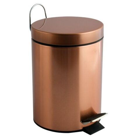 MSV – Poubelle de salle de bain à pédale 3L en acier cuivré – Bac intérieur amovible – Dimensions 16,8 x 26 cm pour un rangement optimal - HANS 3 L (1/7)
