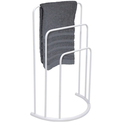 MSV – Porte-serviettes acier LUNE blanc – 2 bras – 49,5 x 26 x 75,5 cm – Fixation murale – Séchage rapide grâce à l'espacement des barreaux