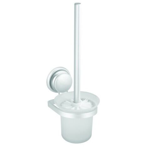 Brosse Wc avec support mural à ventouse Aluminium Blanc MSV