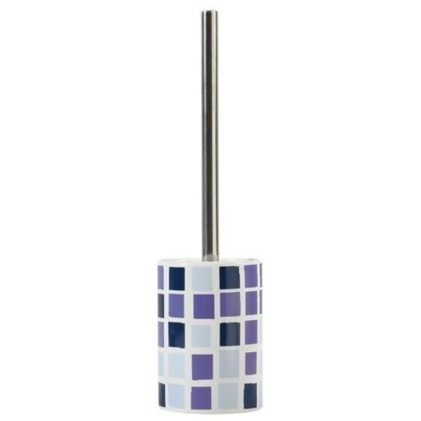 Brosse WC Avec Support Céramique BENTO - Couleur Bleu Et Blanc, Design Pratique Et Hygiénique