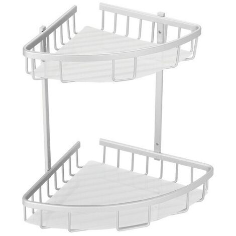 Etagère d'angle de douche 2 niveaux à  fixer TERESINA Alu Satiné MSV