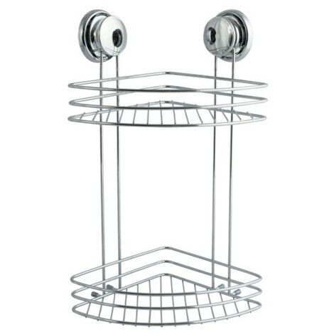 Etagère d'angle de douche 2 niveaux à  ventouses Acier Chromé MSV (1/3)