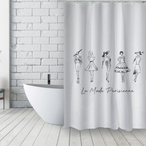 MSV – Rideau de douche 180x200cm en polyester – Design chic noir et blanc – Pour salle de bain élégante – Résistant à l'humidité (1/5)