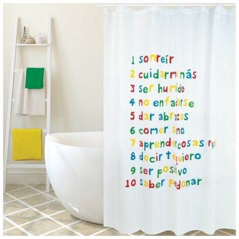 Rideau de douche Polyester PROPOSITOS 180x200cm QUALITE PREMIUM - Anneaux inclus MSV