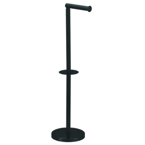 MSV – Porte-papier toilette sur pied en acier inoxydable noir mat – Réserve tournante pour 3 rouleaux – Dimensions 15x60x15 cm