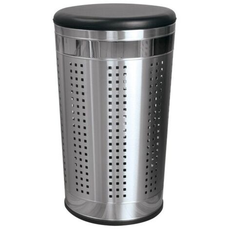 MSV – Panier à linge 46L en inox avec couvercle rembourré – Dimensions 36 x 60 cm – Conception stable et facile à nettoyer