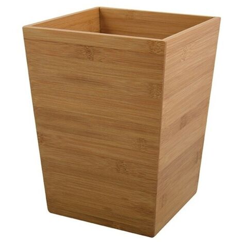 MSV – Poubelle à bascule en bambou 3L marron – Dimensions 19,6 x 19,6 x 26 cm – Pour salle de bain et rangement d'objets
