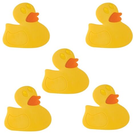 Lot de 5 stickers figurines antidérapantes de douche ou baignoire PVC DUCK Jaune Spirella (1/3)