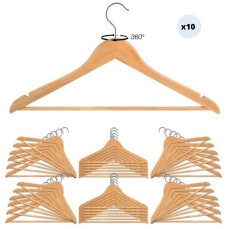 Spetebo Lot De 50 Cintres Bois Noir - Barre Pantalon Rotation 360° Cintres Robuste Avec Crochets