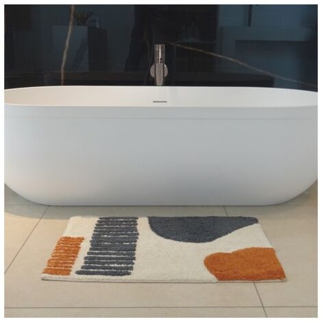 Tapis de bain Coton TEIVA 50x80cm Terracotta & Ecru Spirella