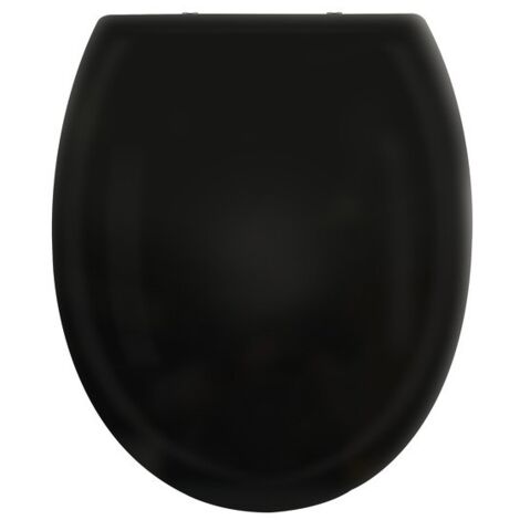 Spirella – Abattant wc HARRY Noir – Charnières en zinc – Mécanisme de fermeture lente – Easy clip pour nettoyage facile – Dimensions 44x37,5cm (1/5)