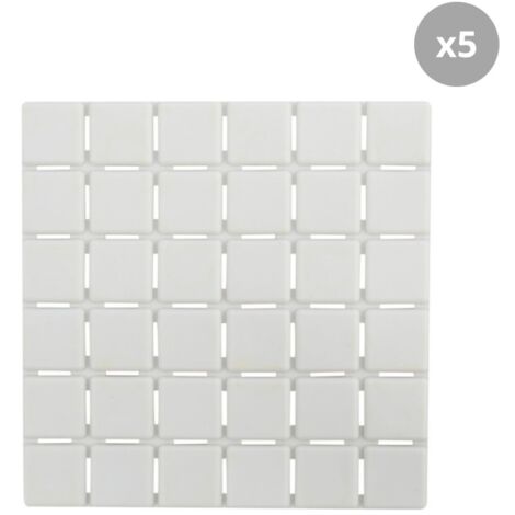 Lot de 5 Tapis antidérapants de douche ou baignoire Caoutchouc QUADRO 13x13cm Blanc MSV (1/5)