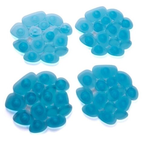 Lot de 4 Tapis antiderapants de douche ou baignoire PVC GALETS 12x13cm Bleu Transparent MSV