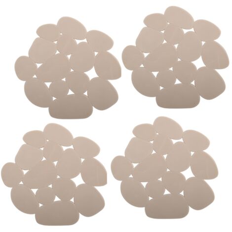 Lot de 4 Tapis antiderapants de douche ou baignoire PVC GALETS 12x13cm Beige MSV (1/3)