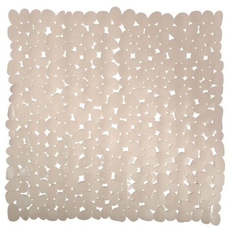 MSV Tapis Fond de douche PVC GALETS 53x53cm Beige