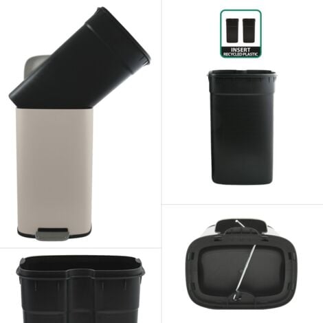 Poubelle à  pédale de cuisine Acier AKIRA 30L Taupe mat Spirella