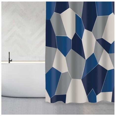 Rideau de douche Polyester ORIGAMI 180x200cm Bleu MSV