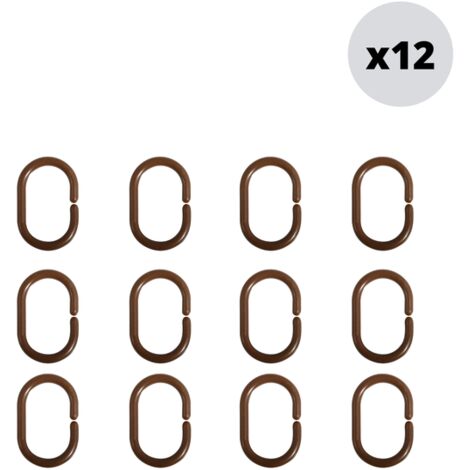 Lot de 12 anneaux pour rideaux de douche Chocolat MSV