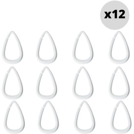 Lot de 12 anneaux pour rideaux de douche DROP Blanc Spirella